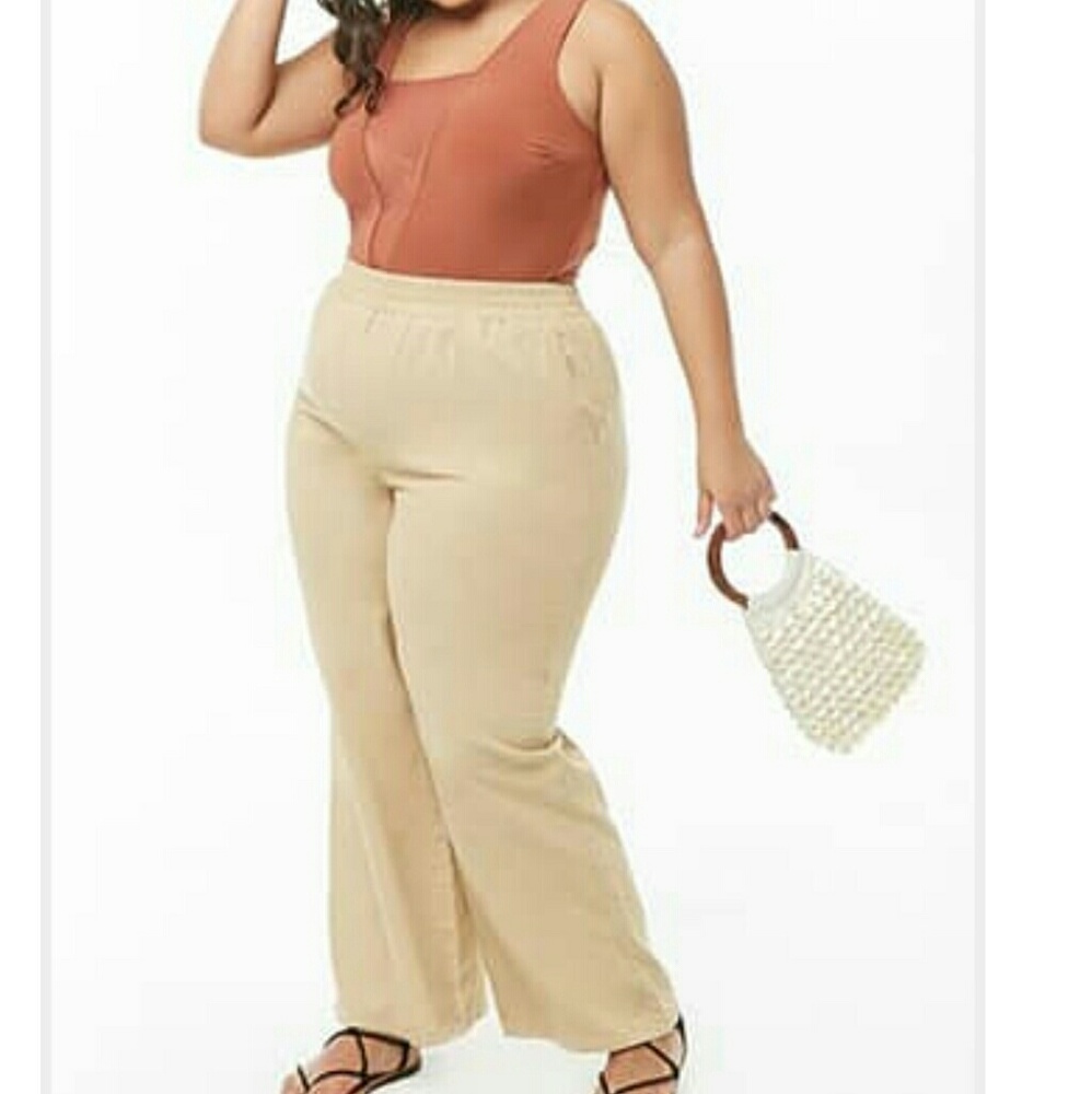 Linen blend wide leg pants. Never worn